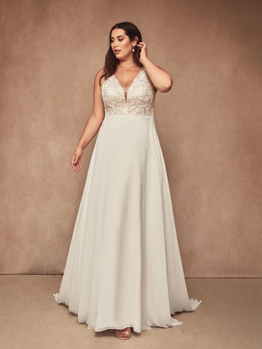 Azazie Ivory Lace Bodice A-Line Wedding Gown